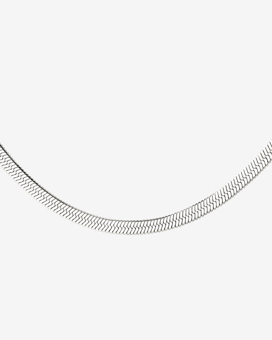 Slim Herringbone Necklace Silver