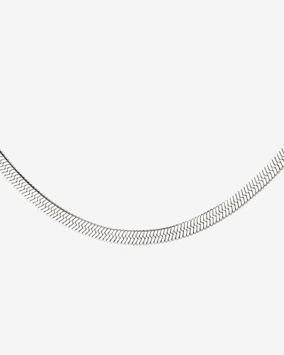 Slim Herringbone Necklace Silver