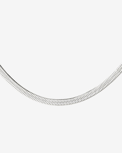 Slim Herringbone Necklace Silver