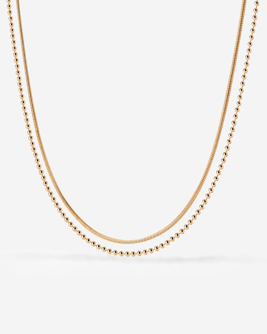 Duo Beads Necklace Rose Gold