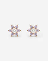 Sparkling Purple Petal Studs Rose Gold