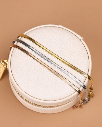 Slim Herringbone Necklace Silver