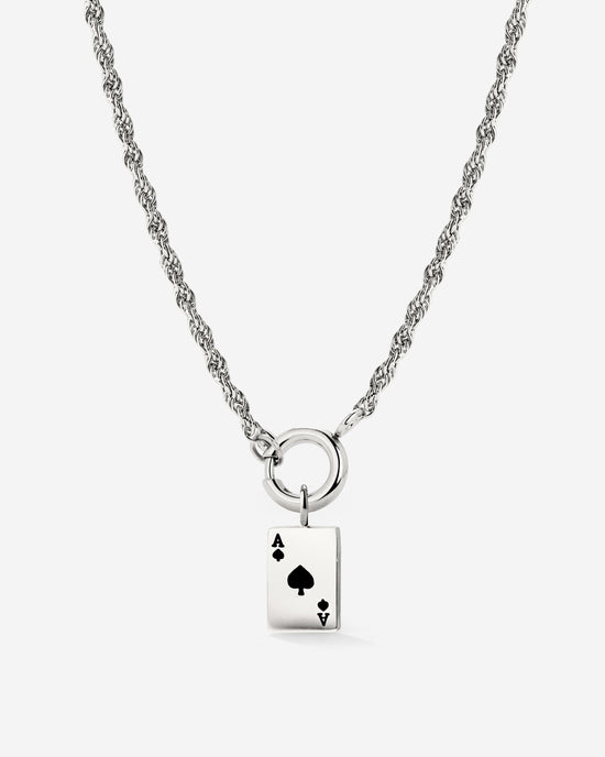Aced Rope Chain Necklace Set Silver