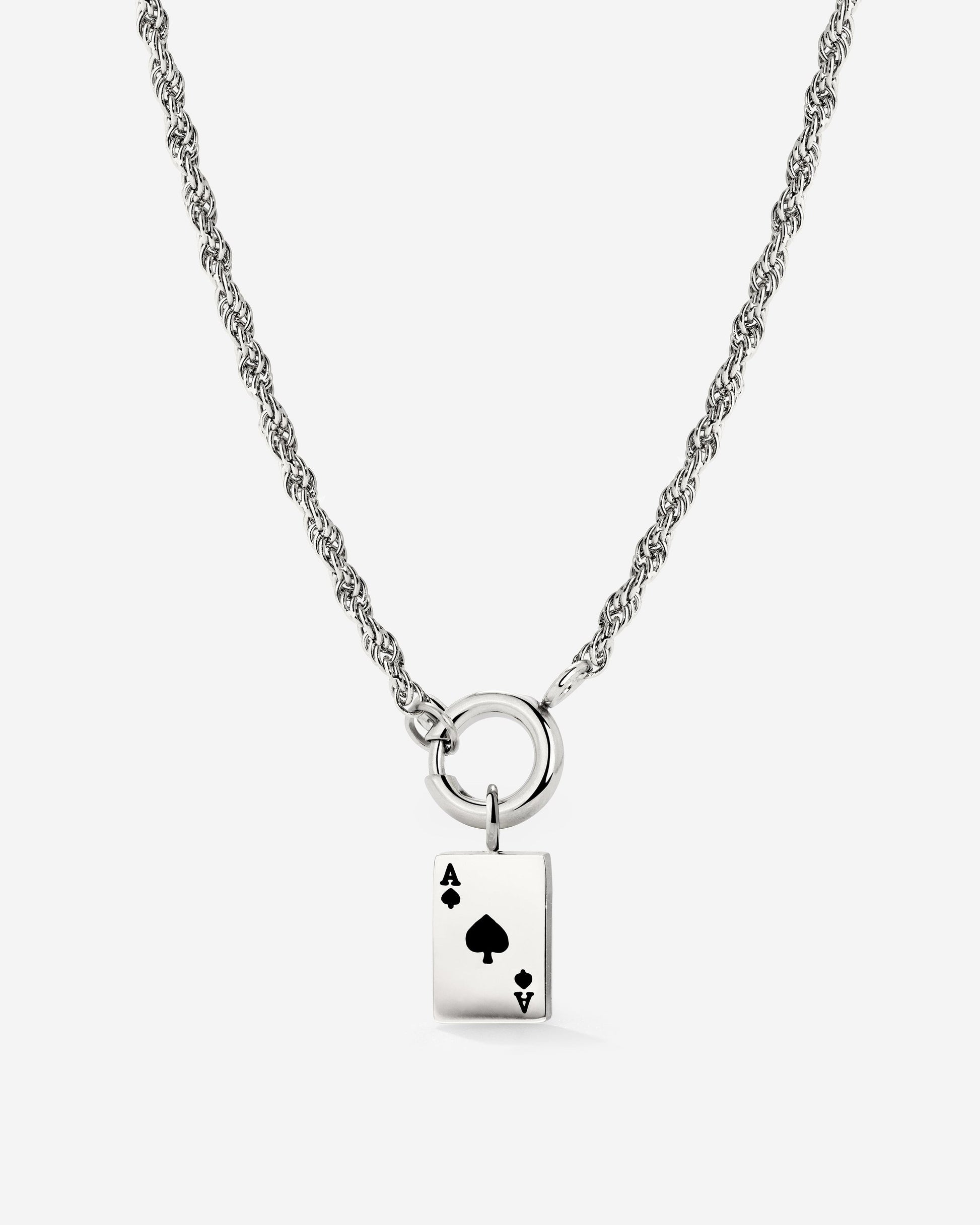 Aced Rope Chain Necklace Set Silver