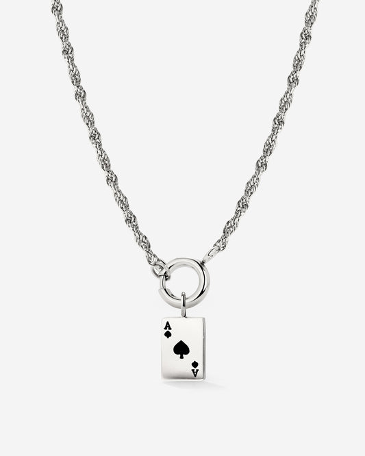 Aced Rope Chain Necklace Set Silver