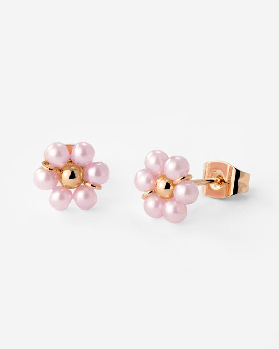 Pretty Pink Daisy Studs Rose Gold