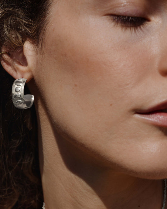 Boho Beads Hoop Studs Silver