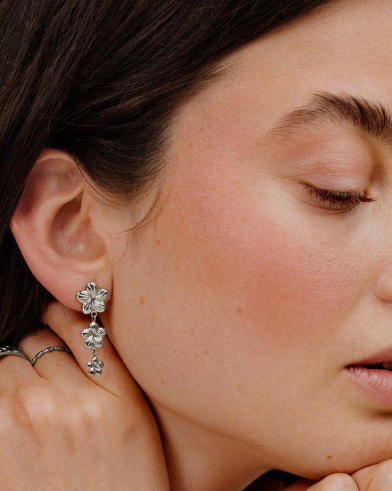 Floral Trinity Earrings Silver