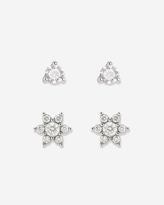 Glimmering Petals Stud Bundle Silver