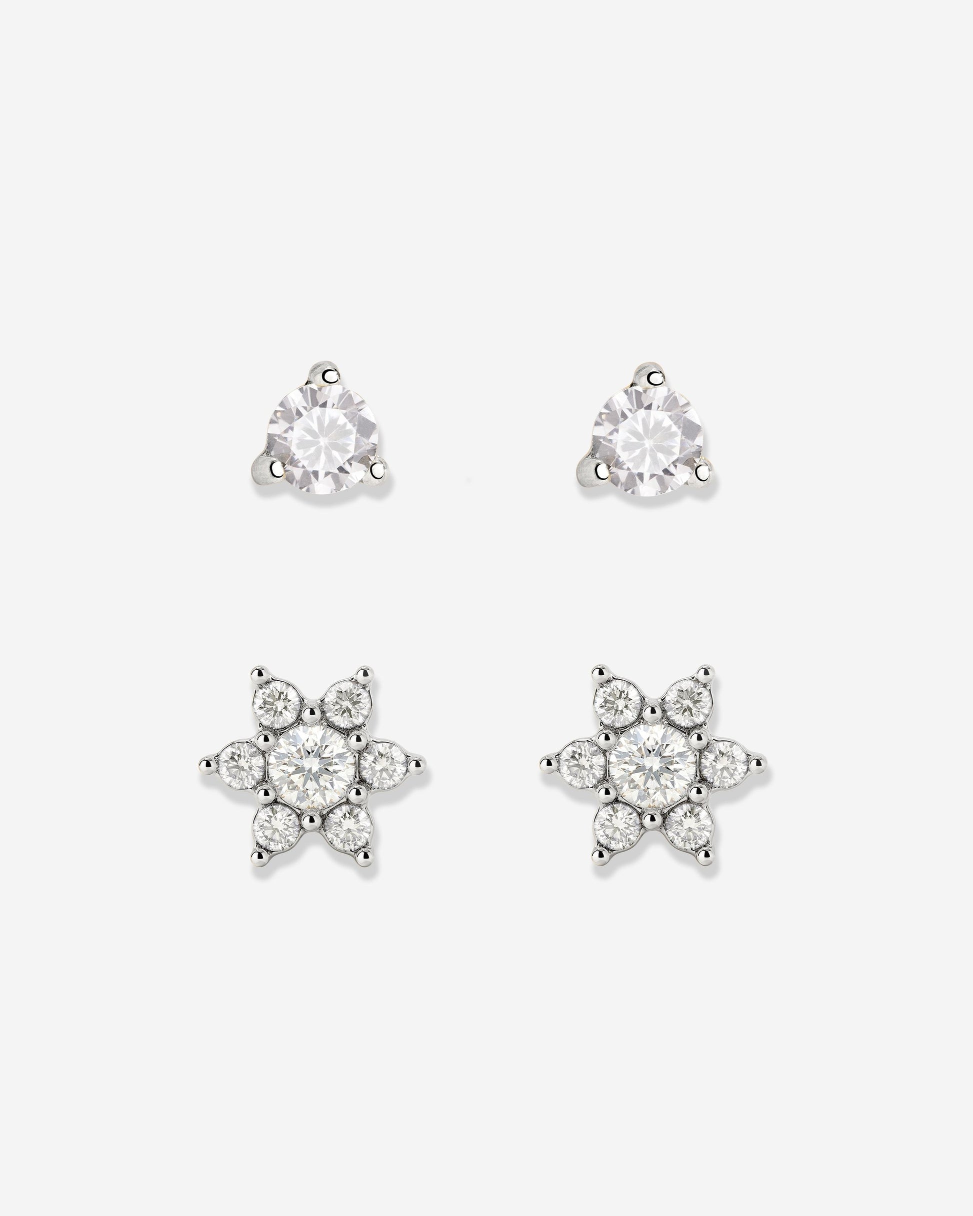 Glimmering Petals Stud Bundle Silver