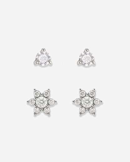 Glimmering Petals Stud Bundle Silver