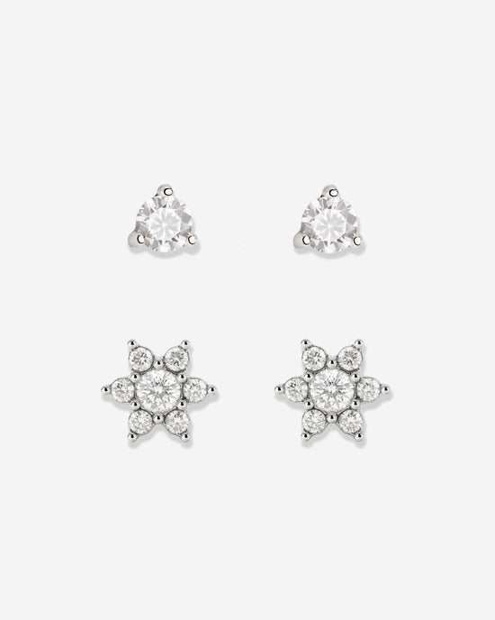 Glimmering Petals Stud Bundle Silver