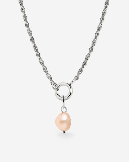 Perla Rosa Rope Chain Necklace Set Silver