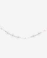 Flowery Pearls Choker Silver