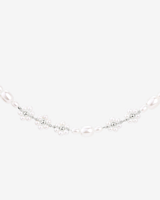 Flowery Pearls Choker Silver