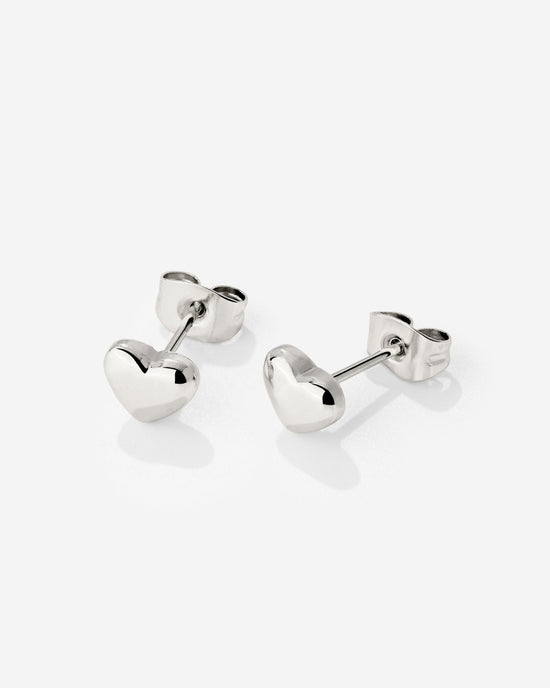 Lovely Heart Studs Silver
