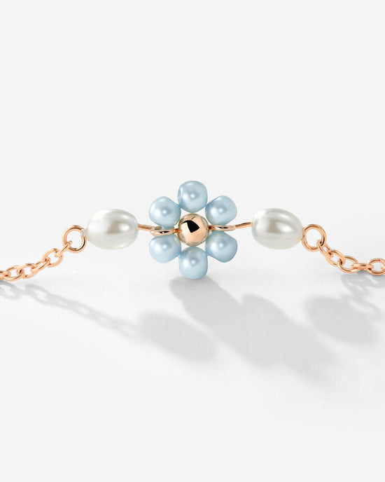 Forever Blue Daisy Necklace Rose Gold