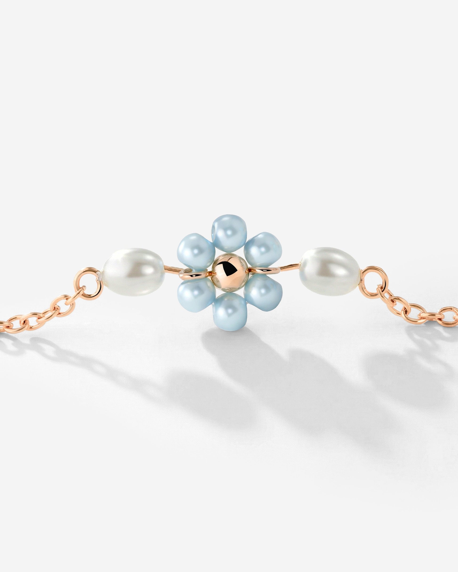 Forever Blue Daisy Necklace Rose Gold