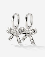 Pretty Ribbon Hoop Set Small Silver