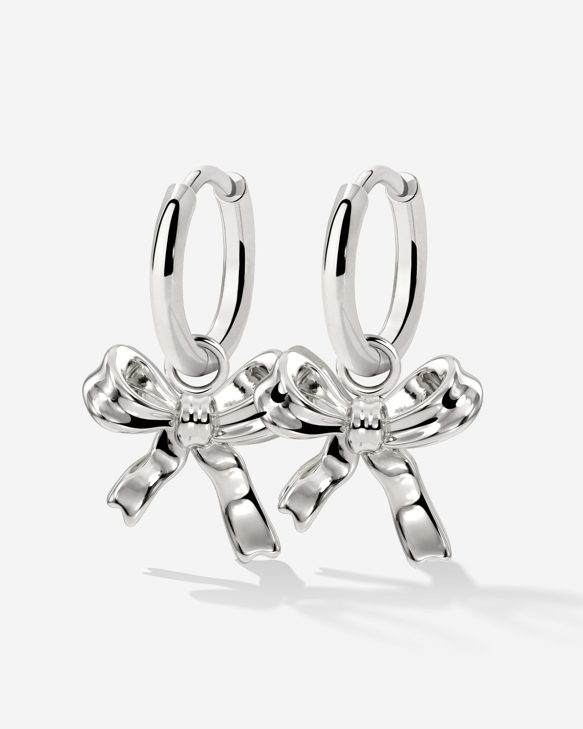 Pretty Ribbon Hoop Set Small Silver