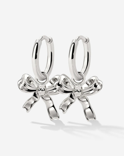 Pretty Ribbon Hoop Set Small Silver