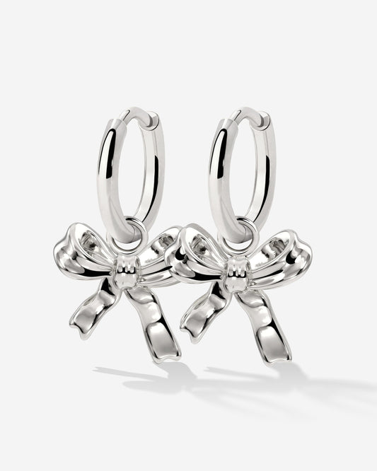 Pretty Ribbon Hoop Set Small Silver