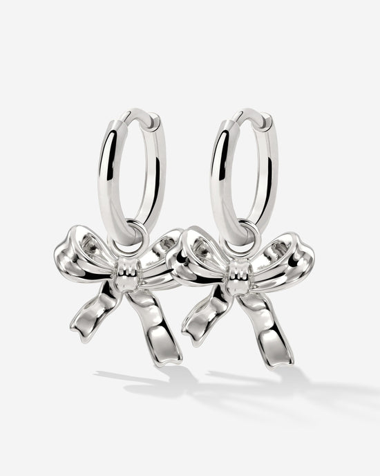 Pretty Ribbon Hoop Set Small Silver