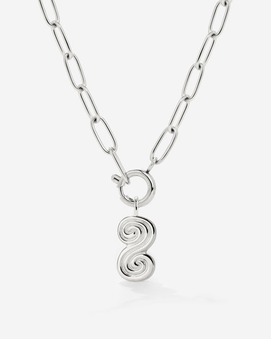Serpent's Whisper Oval Links Necklace Silver