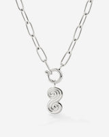 Serpent's Whisper Oval Links Necklace Silver