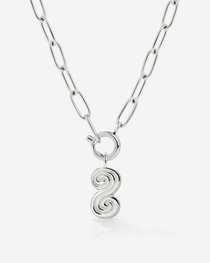 Serpent's Whisper Oval Links Necklace Silver