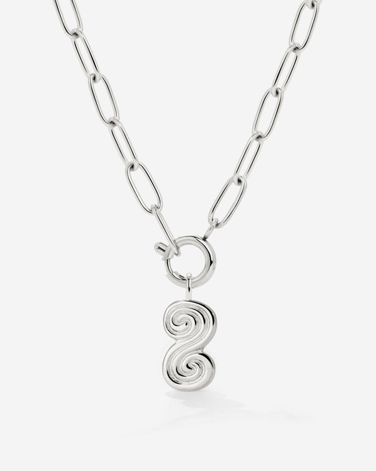 Serpent's Whisper Oval Links Necklace Silver