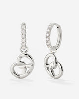 Bedazzled Pretzel Glimmer Hoop Set Small Silver