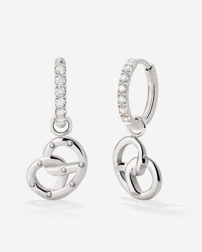 Bedazzled Pretzel Glimmer Hoop Set Small Silver