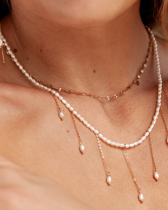 Lolas Love Pearl Power Necklace Rose Gold