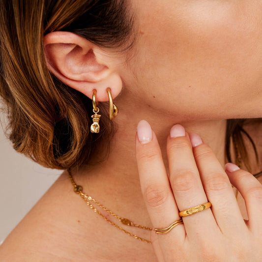 Sisterhood Bond Hoops Stud Earrings Gold