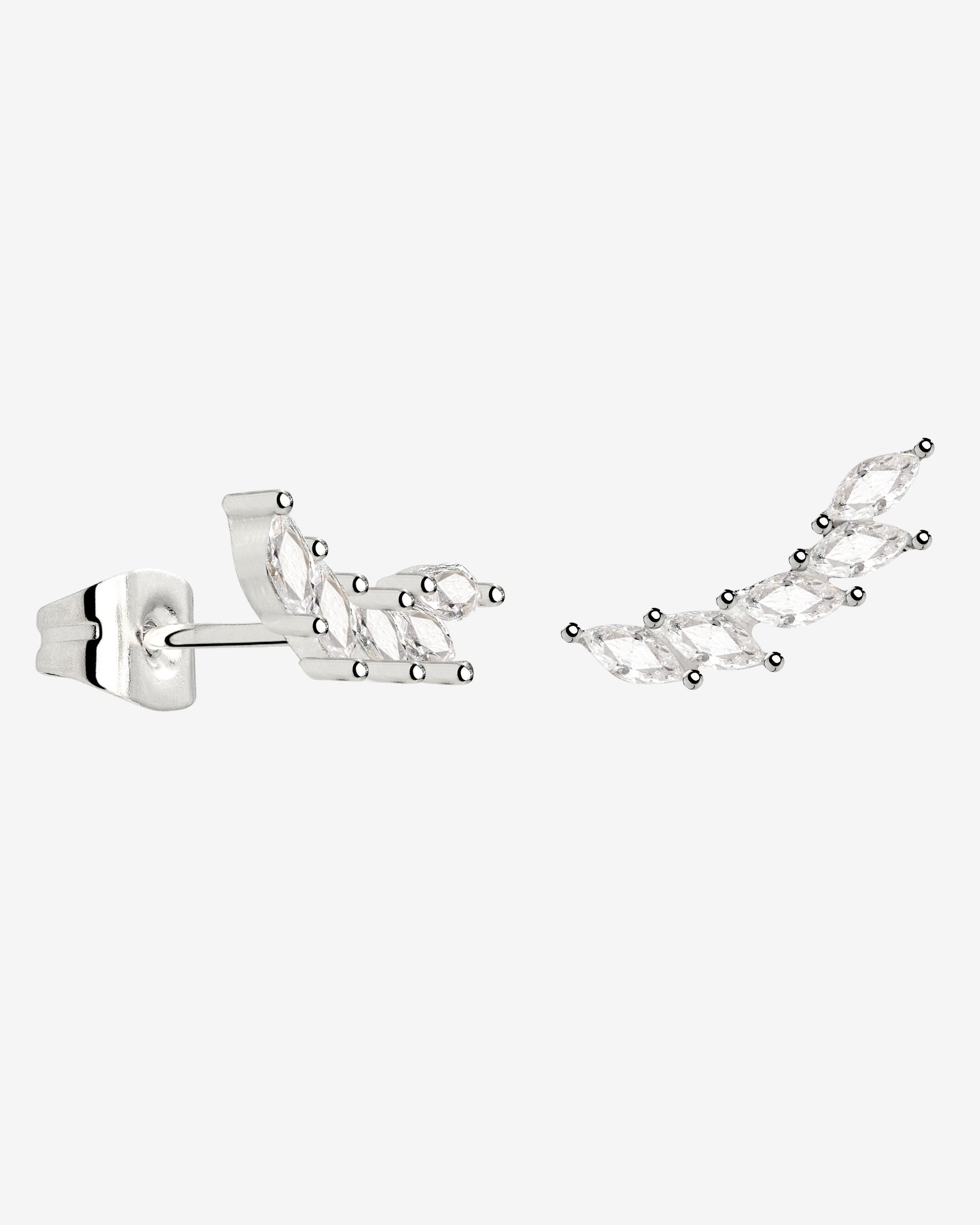 Sparkle Leaf Studs Silver