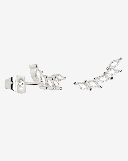 Sparkle Leaf Studs Silver
