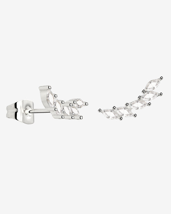 Sparkle Leaf Studs Silver