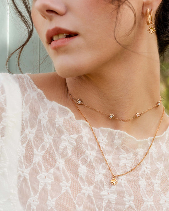 Flower 'n' Beads Necklace Rose Gold