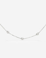 Glass Heart Necklace Silver