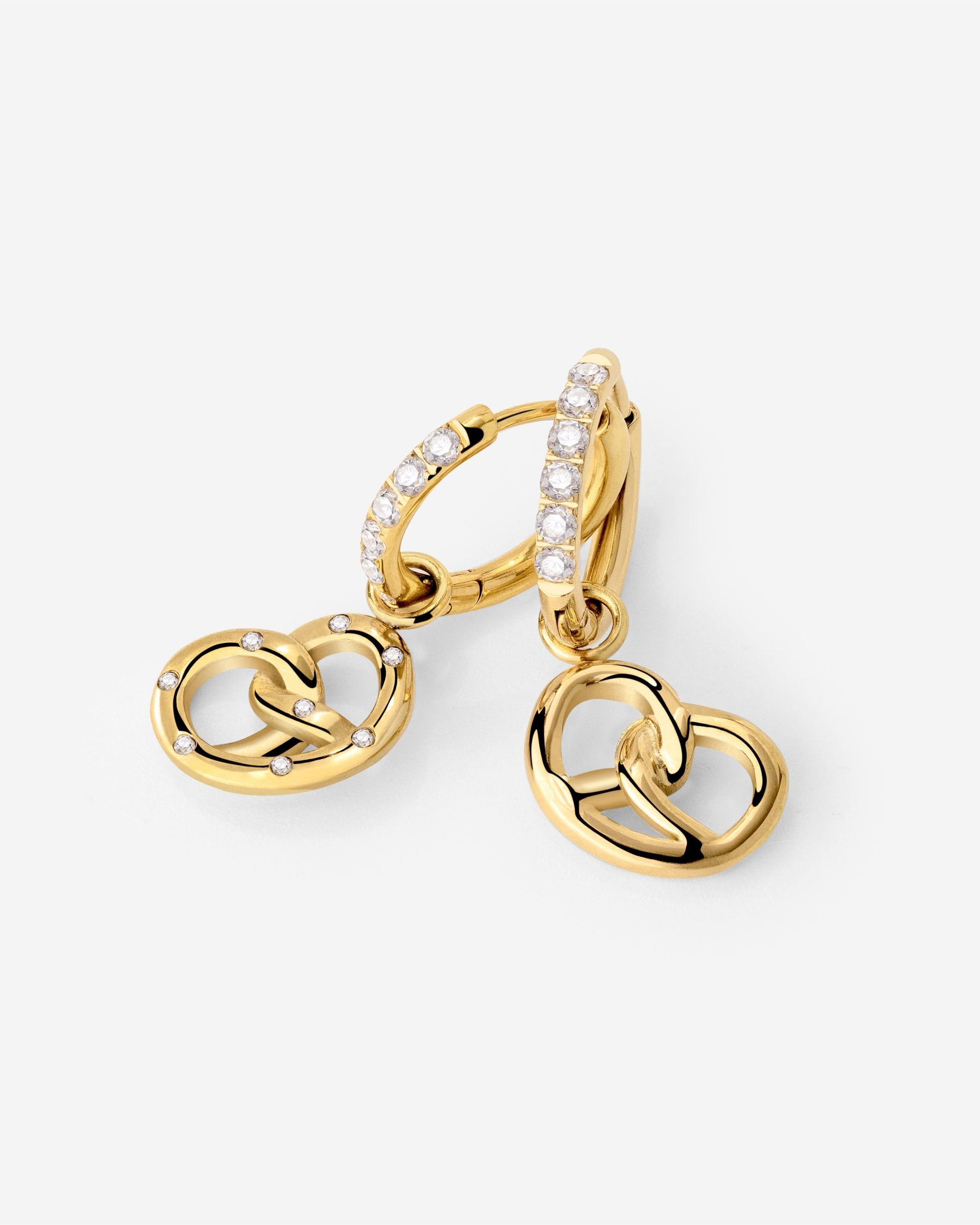 Bedazzled Pretzel Glimmer Hoop Set Small Gold