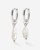Lisas Power Pearl Hoop Set Silver
