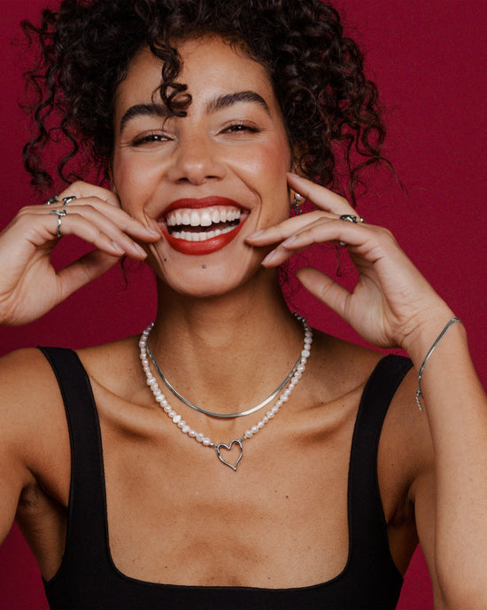 Slim Herringbone Necklace Silver
