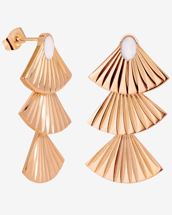 Triple Fan Studs Rose Gold