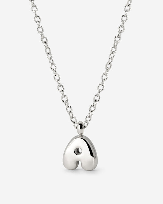 Bubble Letter Necklace Silver