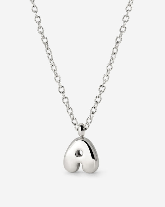 Bubble Letter Necklace Silver