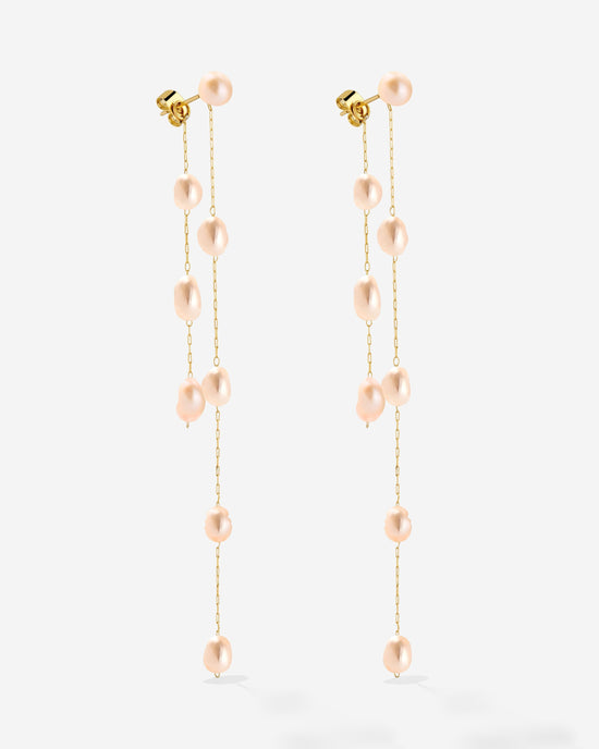 Blush Pearl Fall Earrings Gold