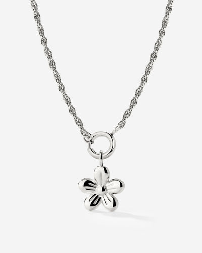 Blossom Rope Chain Necklace Set Silver