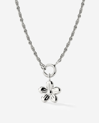 Blossom Rope Chain Necklace Set Silver