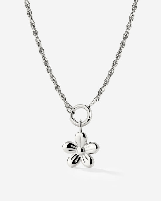 Blossom Rope Chain Necklace Set Silver